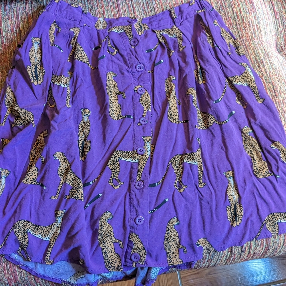 Cheeky Modcloth purple leopard circle skirt!